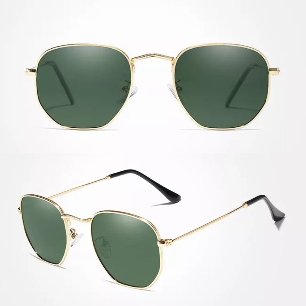 KINGSEVEN Retro Hexagon Green & Gold Polarized Sunglasses - Picture 4 of 16